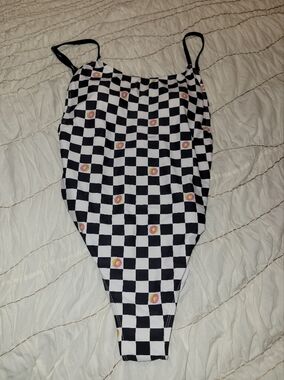 Odd Future Zumiez Donut Checkerboard One-Piece Swimsuit in Black & White
